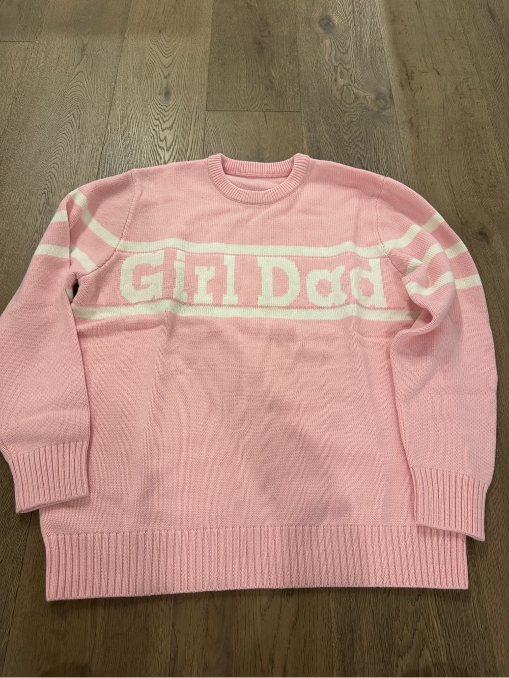 Pink 'Girl Dad' Knit Sweater - Casual Crewneck